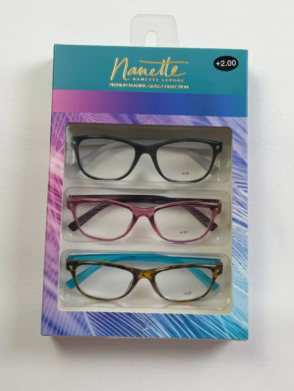 Nanette 3 Pack Reading Glasses +2.00 Tortoise Pink Black New